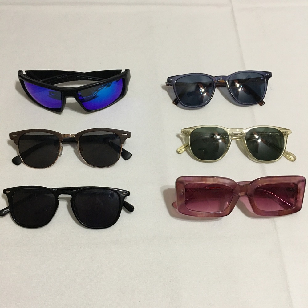 Lot of 6 Sunglasses Mixed Brands Multicolor Casual Sporty Warby Parker Pugs Diff